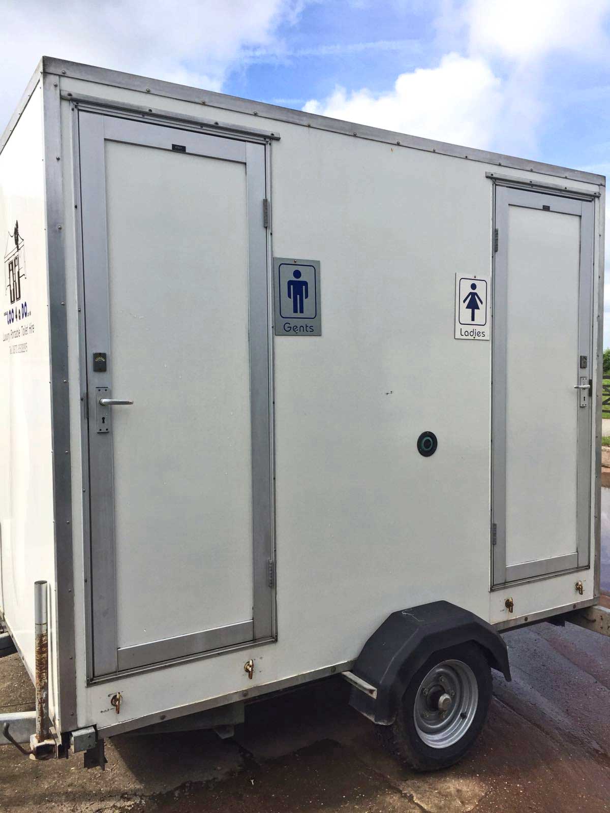 1+1 toilet trailer for hire at your event for use of up to 150 people
